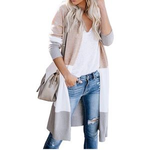 Open Front Cardigan Long Sleeve Knit Warm Sweater